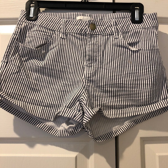 Preppy Navy Blue Striped Shorts - Picture 1 of 1